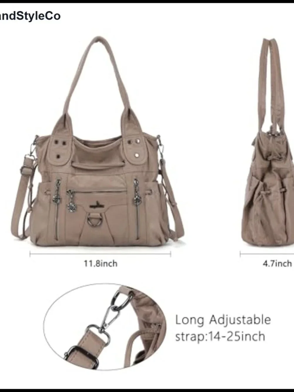 Soft Vegan Leather Hobo Crossbody Bag Purse with Tassel Studs